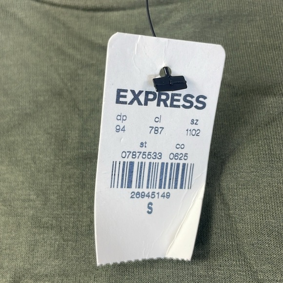 NWT Express Women’s Army Green Long Sleeve Raglan Sleeve Dress, size small - Picture 4 of 12